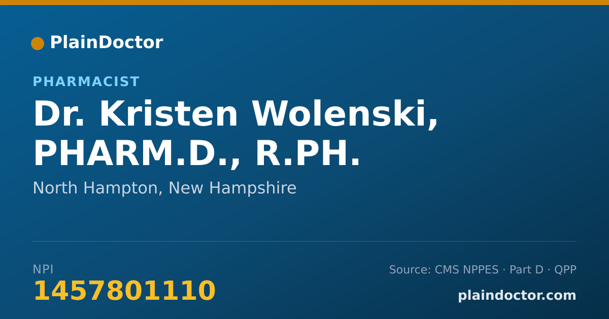 Shareable card for Kristen Wolenski, PHARM.D., R.PH. - Pharmacist, North Hampton, NH