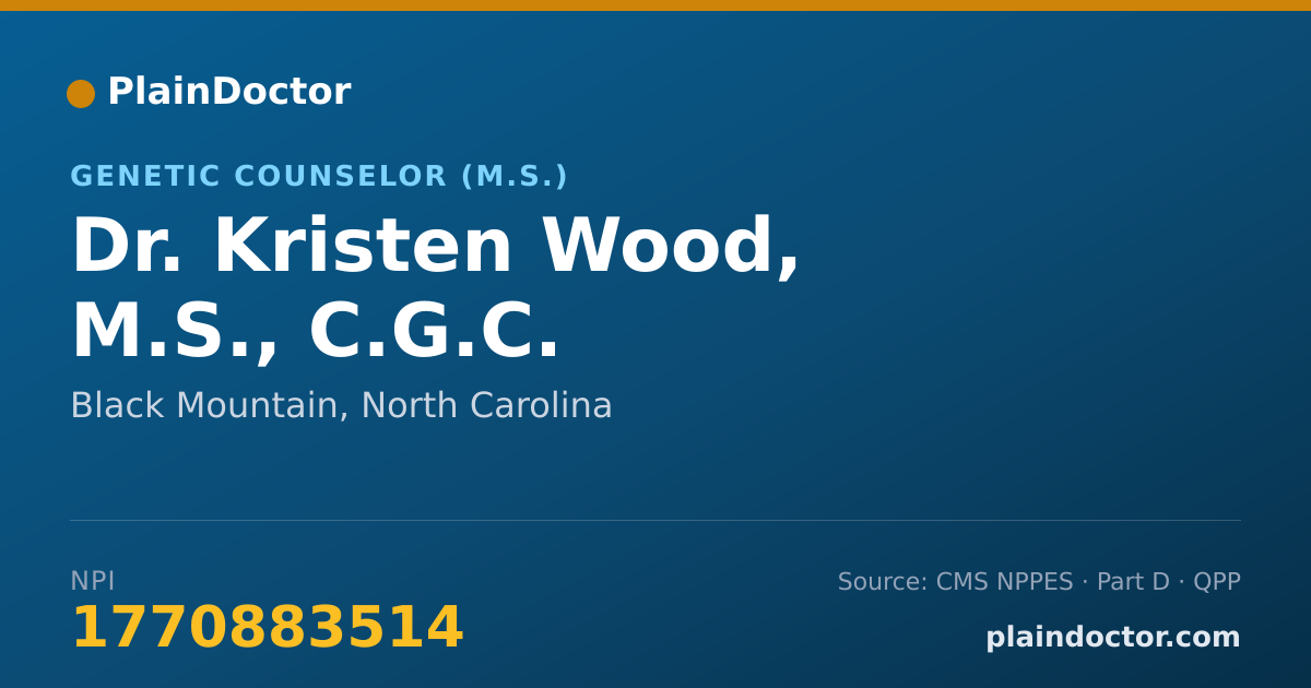 Shareable card for Kristen Wood, M.S., C.G.C. - Genetic Counselor (M.S.), Black Mountain, NC