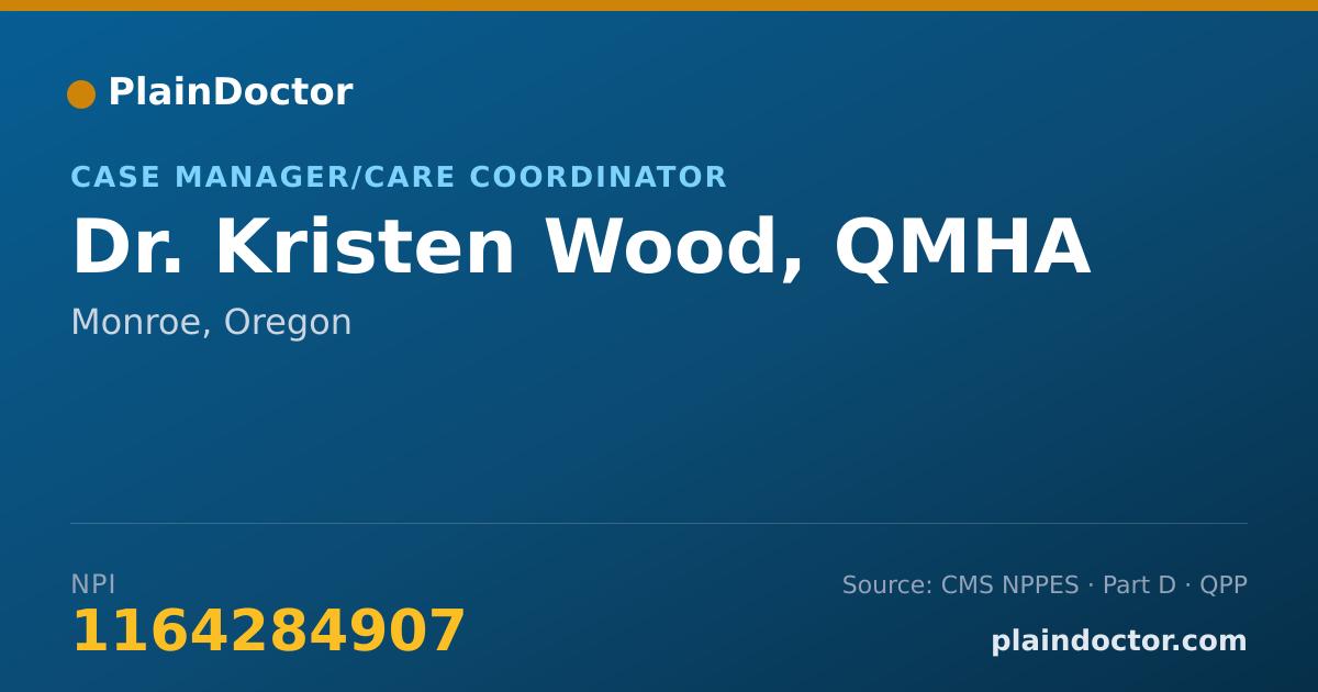 Shareable card for Kristen Wood, QMHA - Case Manager/Care Coordinator, Monroe, OR