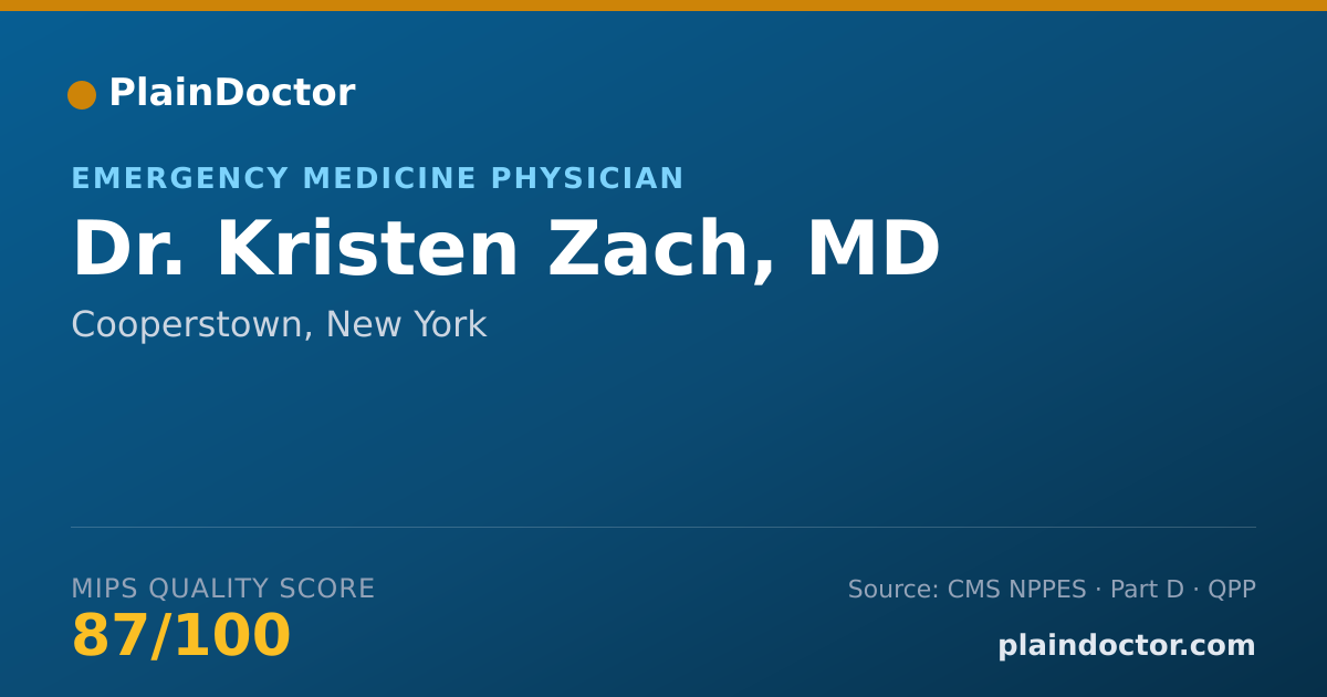 Shareable card for Kristen Zach, MD - Emergency Medicine Physician, Cooperstown, NY