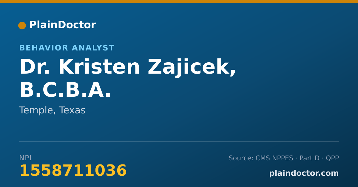 Shareable card for Kristen Zajicek, B.C.B.A. - Behavior Analyst, Temple, TX