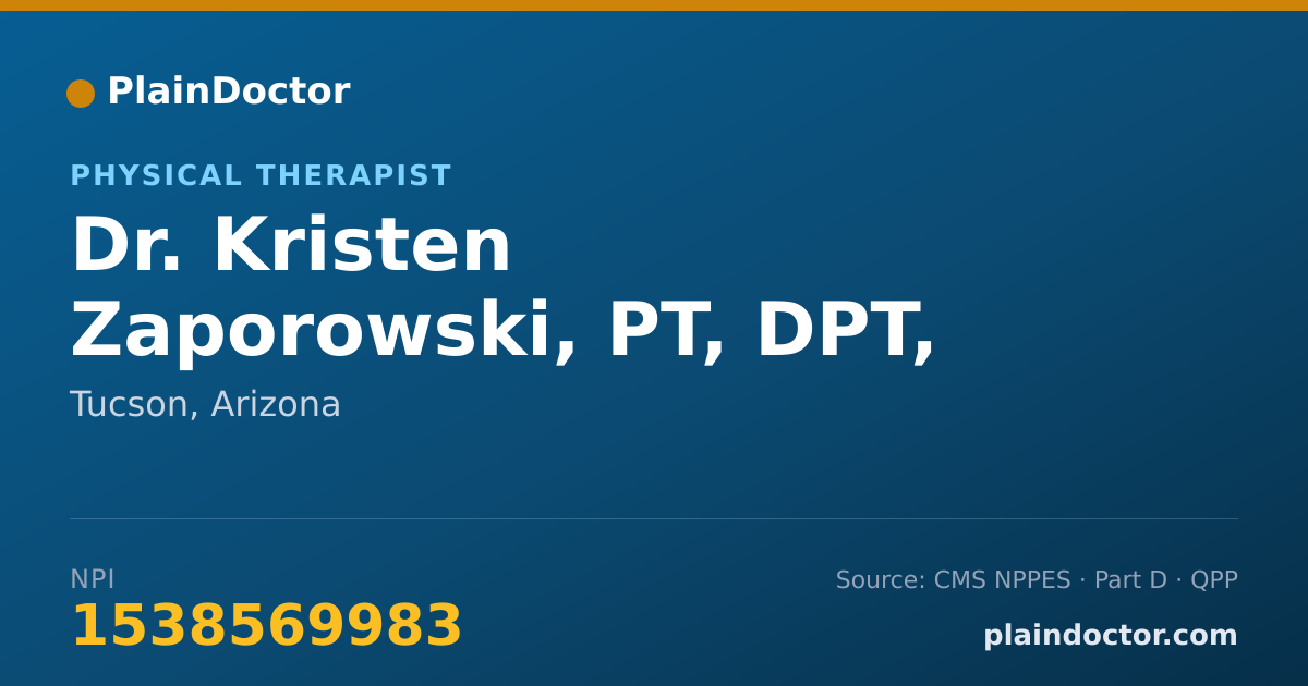 Shareable card for Kristen Zaporowski, PT, DPT, PRPC - Physical Therapist, Tucson, AZ
