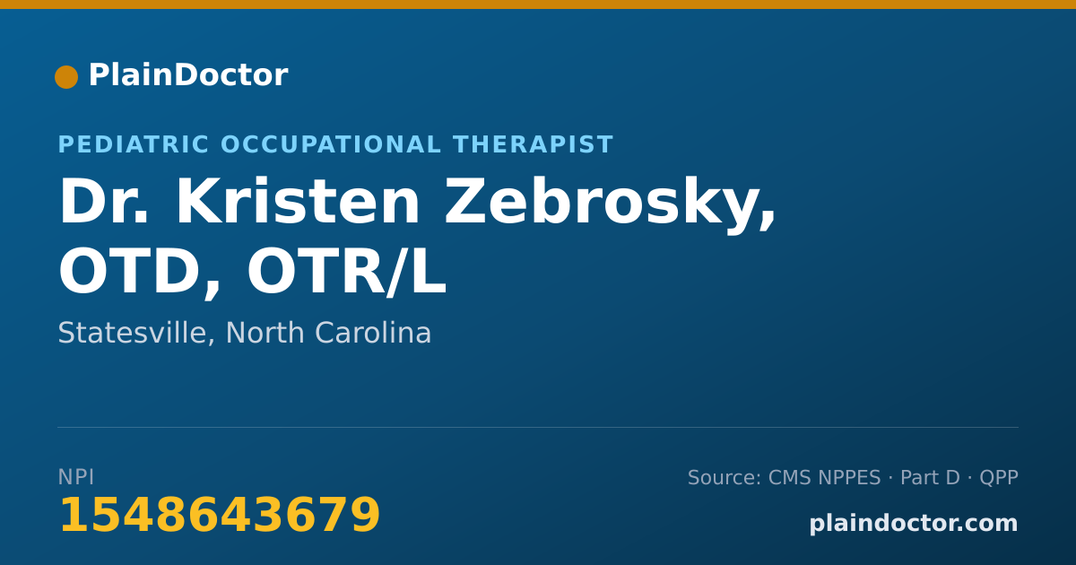 Shareable card for Kristen Zebrosky, OTD, OTR/L - Pediatric Occupational Therapist, Statesville, NC