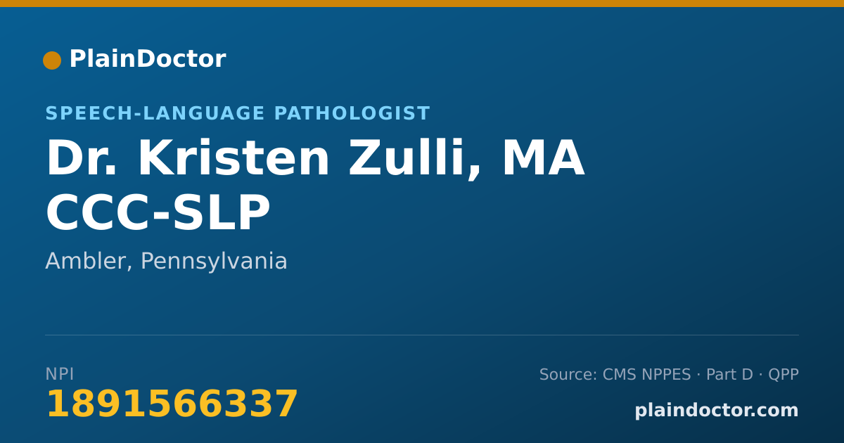 Shareable card for Kristen Zulli, MA CCC-SLP - Speech-Language Pathologist, Ambler, PA