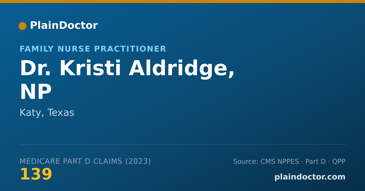 Shareable card for Kristi Aldridge, NP - Family Nurse Practitioner, Katy, TX