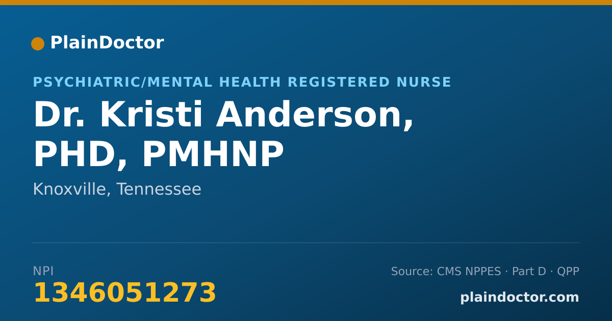 Shareable card for Kristi Anderson, PHD, PMHNP - Psychiatric/Mental Health Registered Nurse, Knoxville, TN