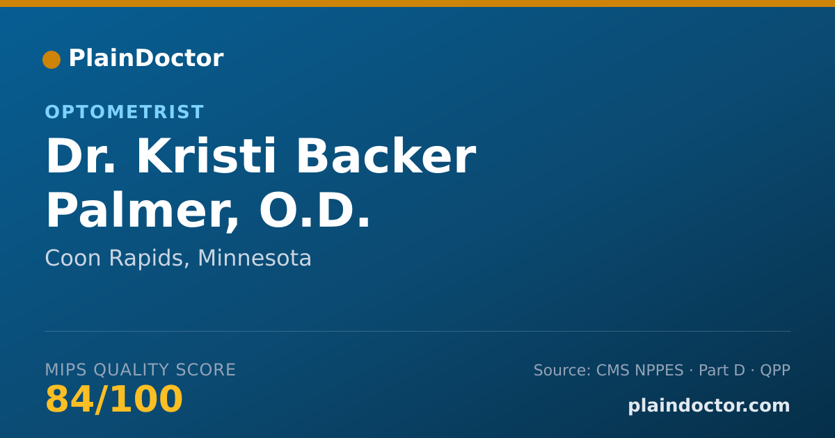 Shareable card for Kristi Backer Palmer, O.D. - Optometrist, Coon Rapids, MN