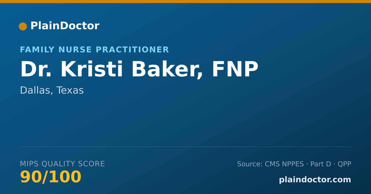 Shareable card for Kristi Baker, FNP - Family Nurse Practitioner, Dallas, TX