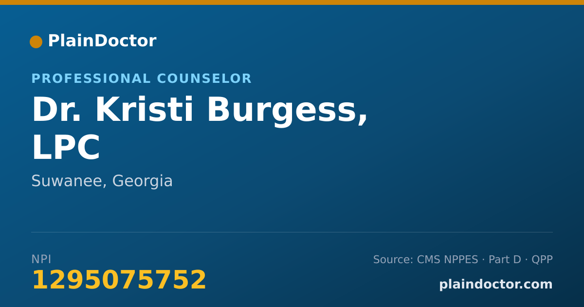 Shareable card for Kristi Burgess, LPC - Professional Counselor, Suwanee, GA