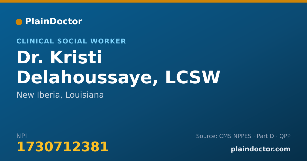 Shareable card for Kristi Delahoussaye, LCSW - Clinical Social Worker, New Iberia, LA