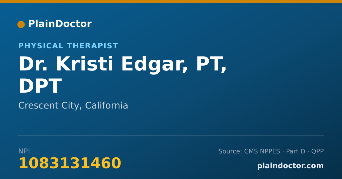 Shareable card for Kristi Edgar, PT, DPT - Physical Therapist, Crescent City, CA