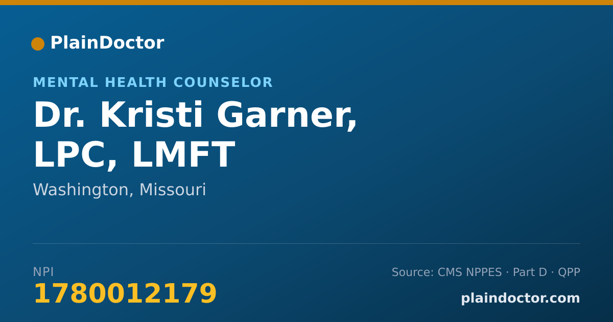 Shareable card for Kristi Garner, LPC, LMFT - Mental Health Counselor, Washington, MO