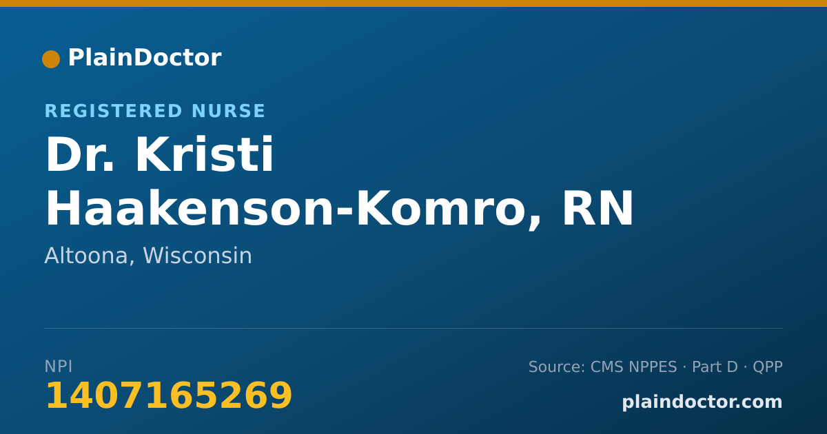 Shareable card for Kristi Haakenson-Komro, RN - Registered Nurse, Altoona, WI