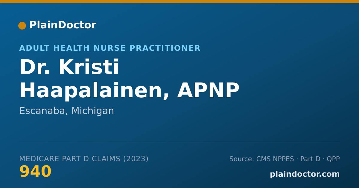 Shareable card for Kristi Haapalainen, APNP - Adult Health Nurse Practitioner, Escanaba, MI