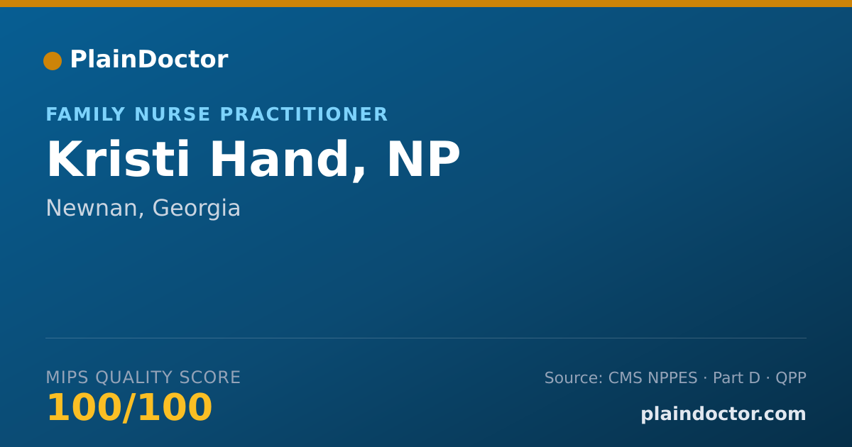 Shareable card for Kristi Hand, NP - Family Nurse Practitioner, Newnan, GA