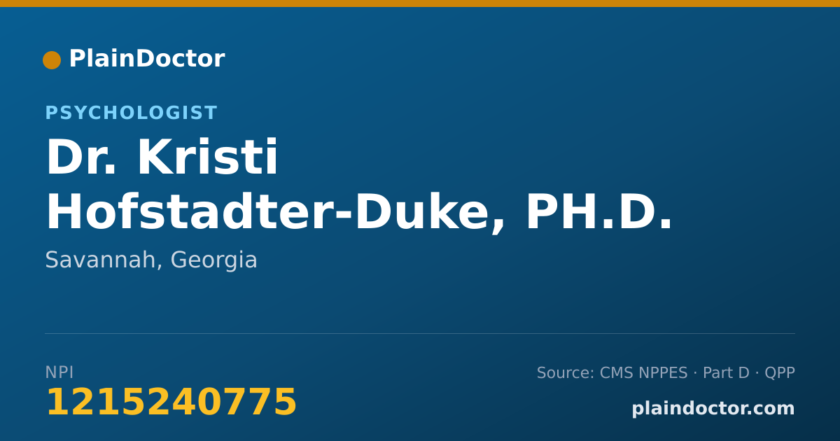 Shareable card for Kristi Hofstadter-Duke, PH.D. - Psychologist, Savannah, GA