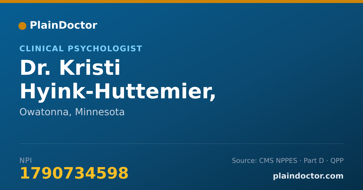 Shareable card for Kristi Hyink-Huttemier, PSYD., L.P. - Clinical Psychologist, Owatonna, MN