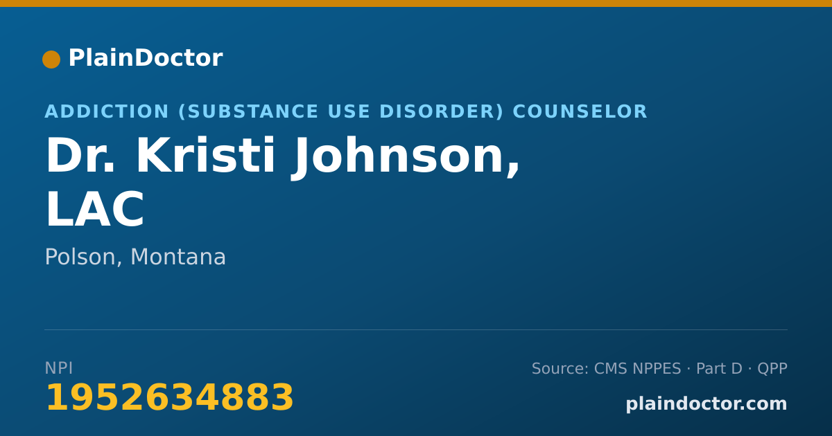 Shareable card for Kristi Johnson, LAC - Addiction (Substance Use Disorder) Counselor, Polson, MT