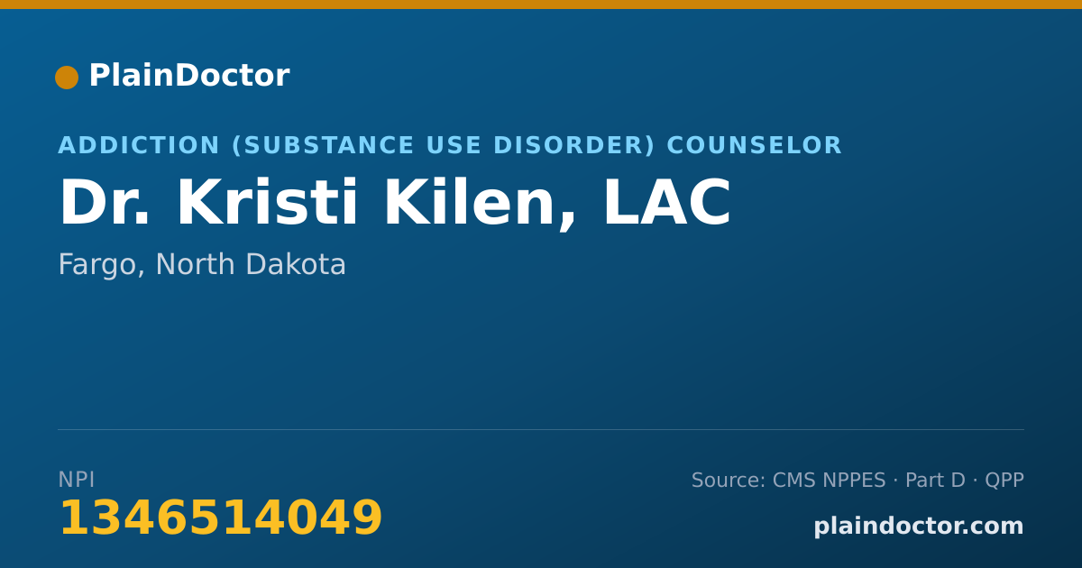 Shareable card for Kristi Kilen, LAC - Addiction (Substance Use Disorder) Counselor, Fargo, ND