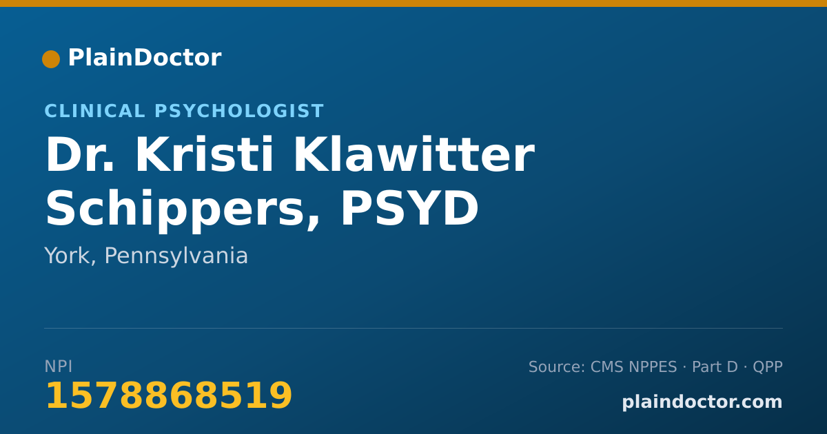 Shareable card for Kristi Klawitter Schippers, PSYD - Clinical Psychologist, York, PA