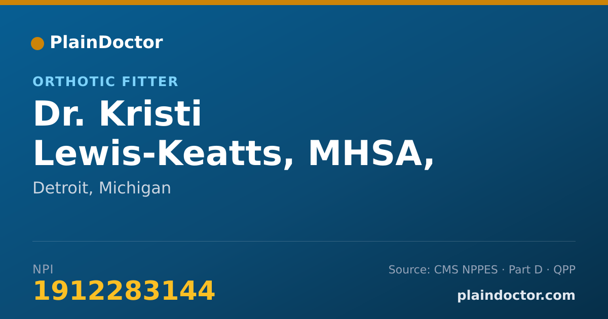 Shareable card for Kristi Lewis-Keatts, MHSA, AT, ATC, CFO - Orthotic Fitter, Detroit, MI