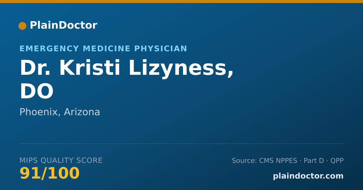 Shareable card for Kristi Lizyness, DO - Emergency Medicine Physician, Phoenix, AZ