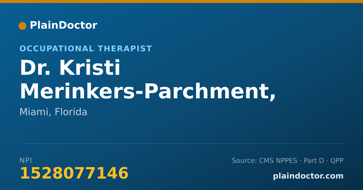 Shareable card for Kristi Merinkers-Parchment, OTR/L - Occupational Therapist, Miami, FL