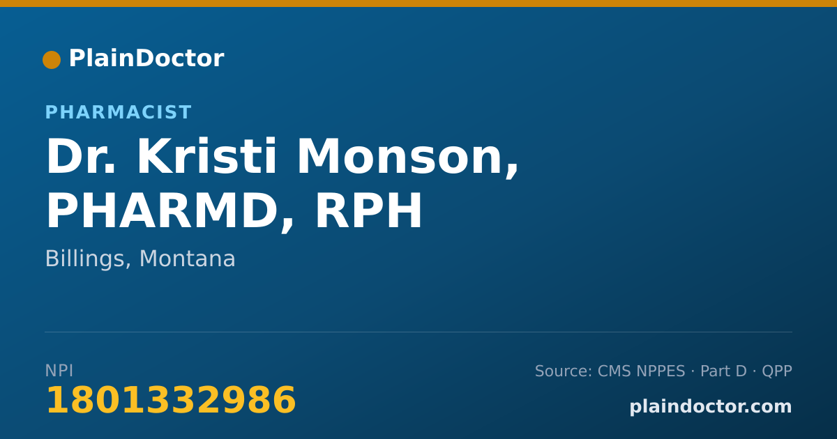 Shareable card for Kristi Monson, PHARMD, RPH - Pharmacist, Billings, MT