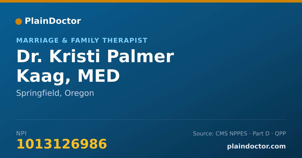Shareable card for Kristi Palmer Kaag, MED - Marriage & Family Therapist, Springfield, OR