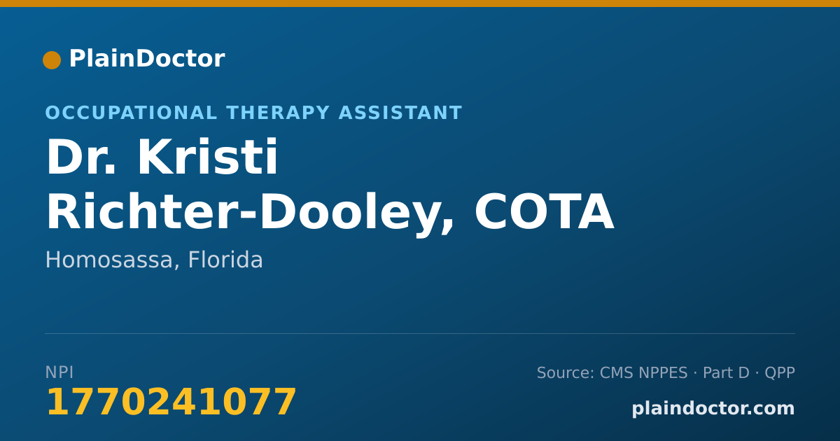 Shareable card for Kristi Richter-Dooley, COTA - Occupational Therapy Assistant, Homosassa, FL