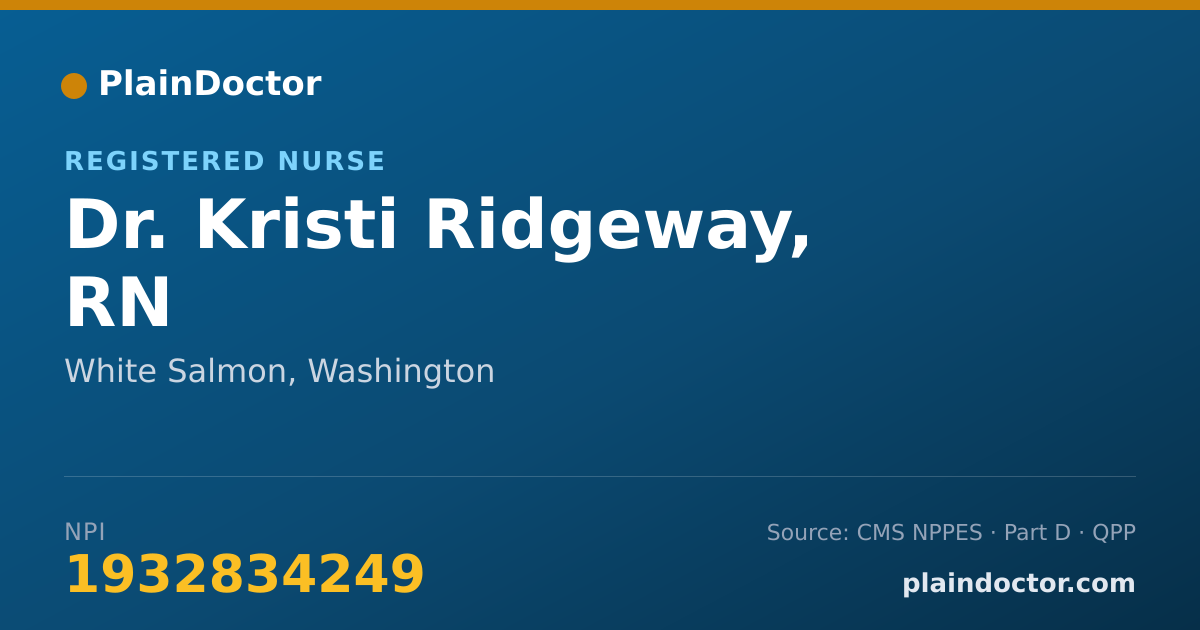 Shareable card for Kristi Ridgeway, RN - Registered Nurse, White Salmon, WA