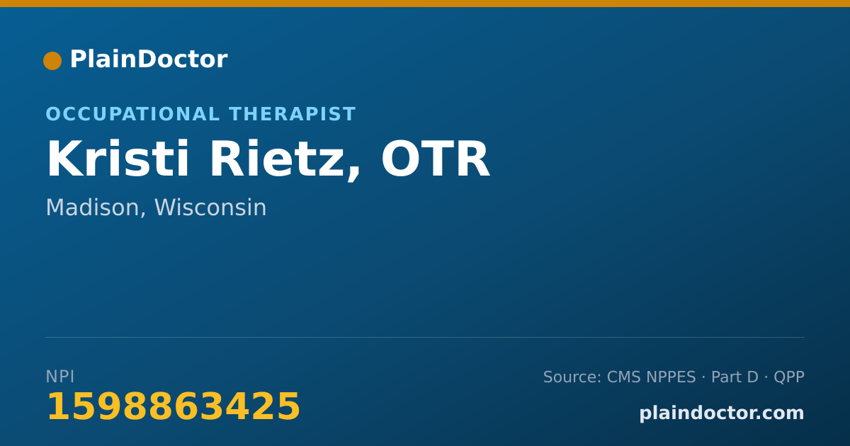 Shareable card for Kristi Rietz, OTR - Occupational Therapist, Madison, WI