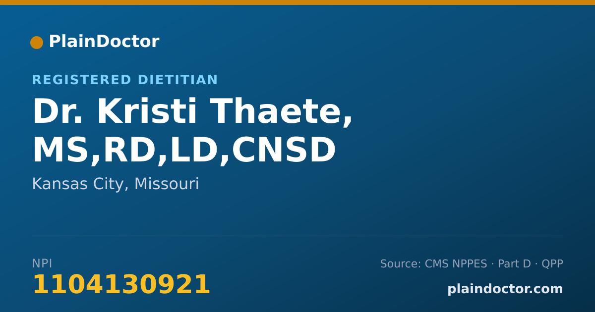 Shareable card for Kristi Thaete, MS,RD,LD,CNSD - Registered Dietitian, Kansas City, MO