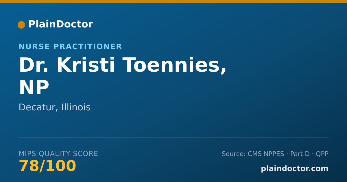 Shareable card for Kristi Toennies, NP - Nurse Practitioner, Decatur, IL