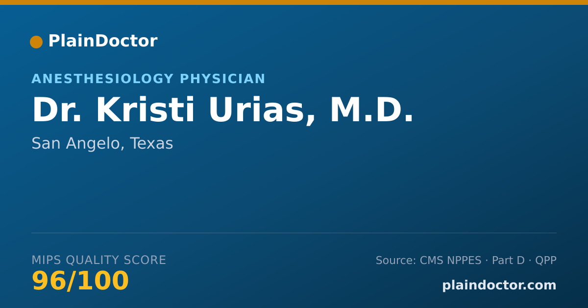 Shareable card for Kristi Urias, M.D. - Anesthesiology Physician, San Angelo, TX