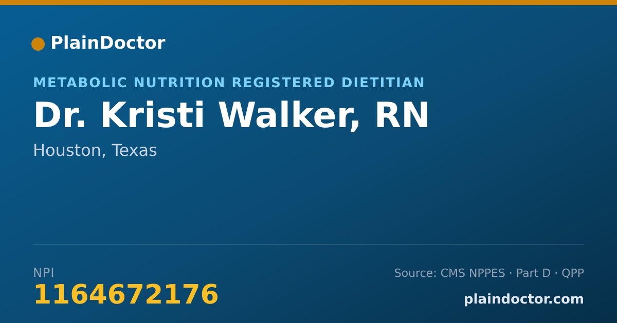 Shareable card for Kristi Walker, RN - Metabolic Nutrition Registered Dietitian, Houston, TX