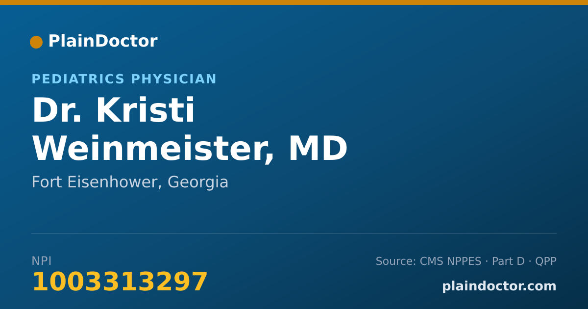 Shareable card for Kristi Weinmeister, MD - Pediatrics Physician, Fort Eisenhower, GA