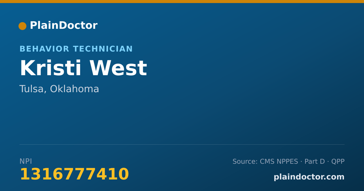 Shareable card for Kristi West - Behavior Technician, Tulsa, OK