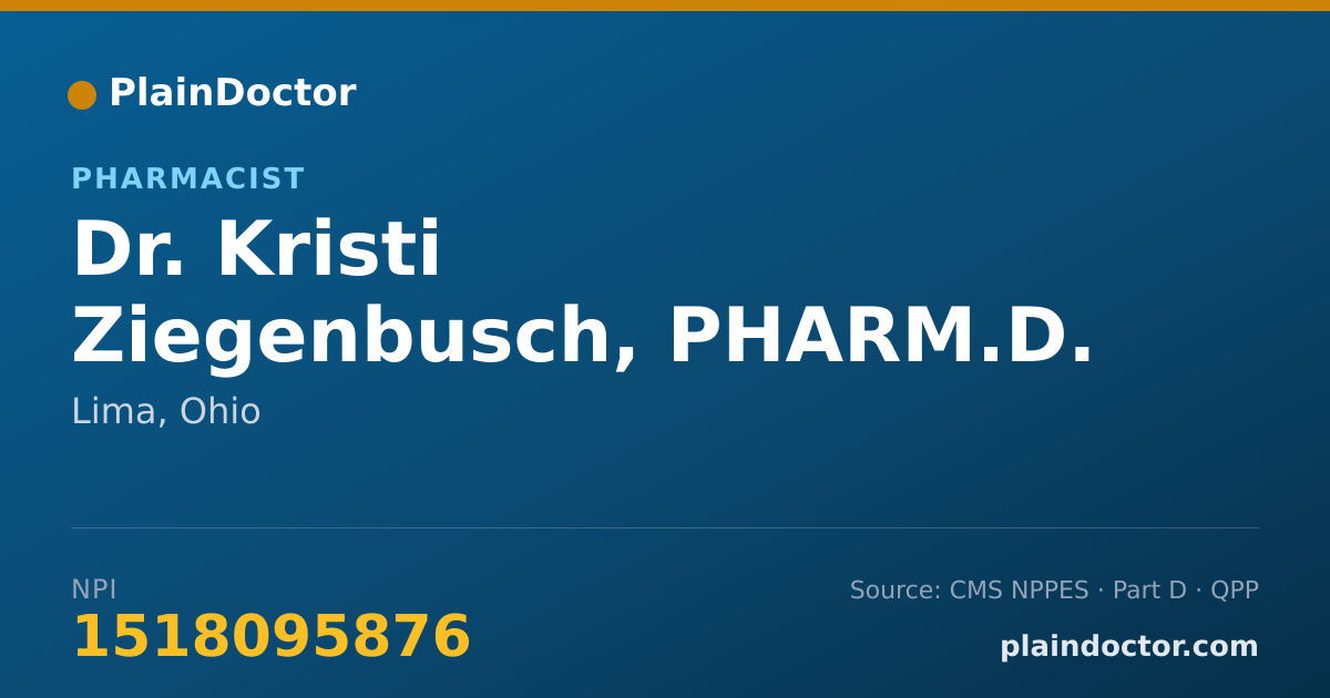 Shareable card for Kristi Ziegenbusch, PHARM.D. - Pharmacist, Lima, OH