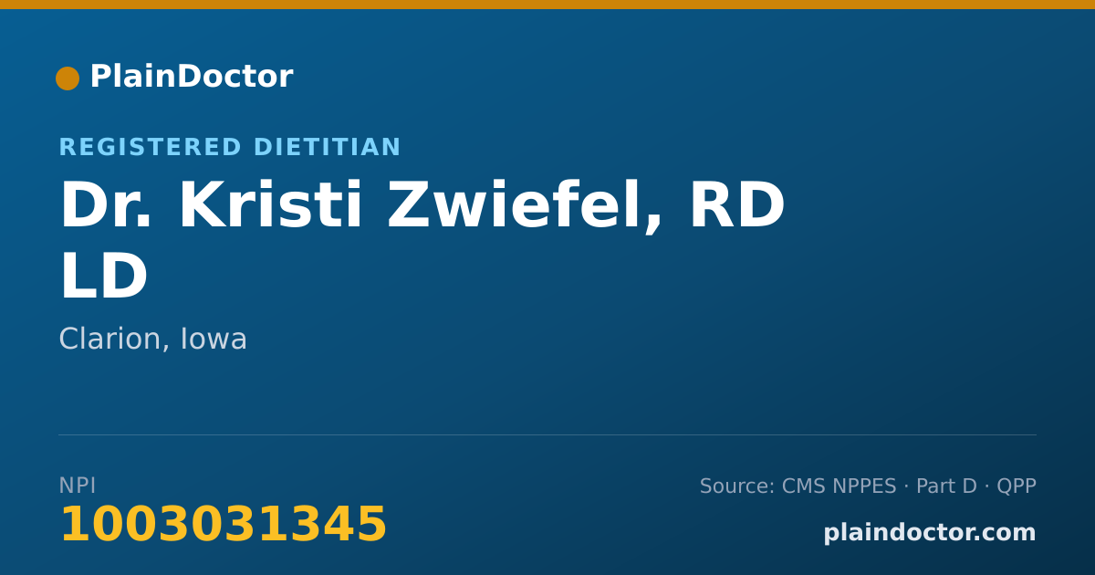 Shareable card for Kristi Zwiefel, RD LD - Registered Dietitian, Clarion, IA
