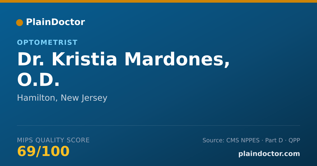 Shareable card for Kristia Mardones, O.D. - Optometrist, Hamilton, NJ
