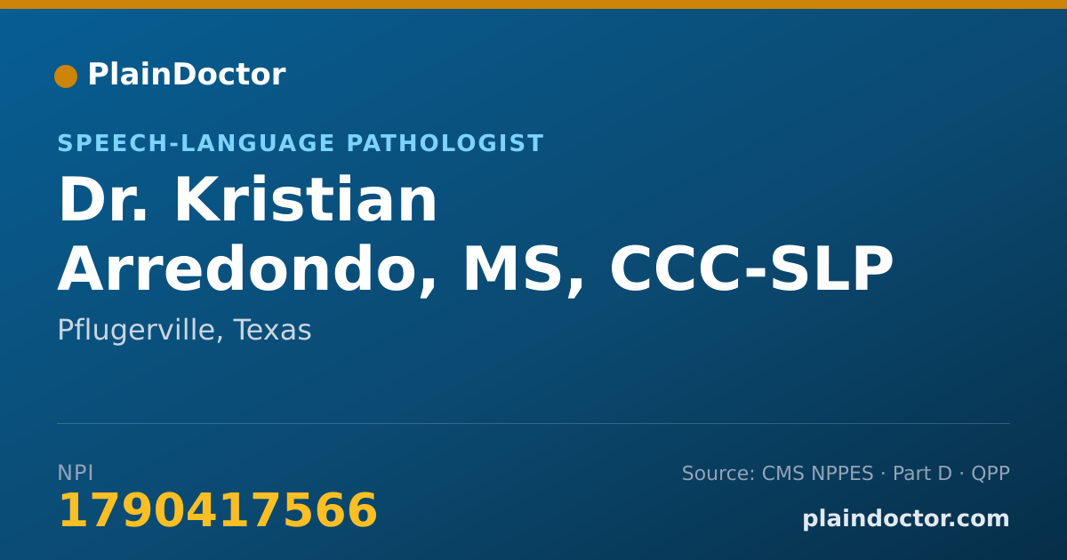 Shareable card for Kristian Arredondo, MS, CCC-SLP - Speech-Language Pathologist, Pflugerville, TX