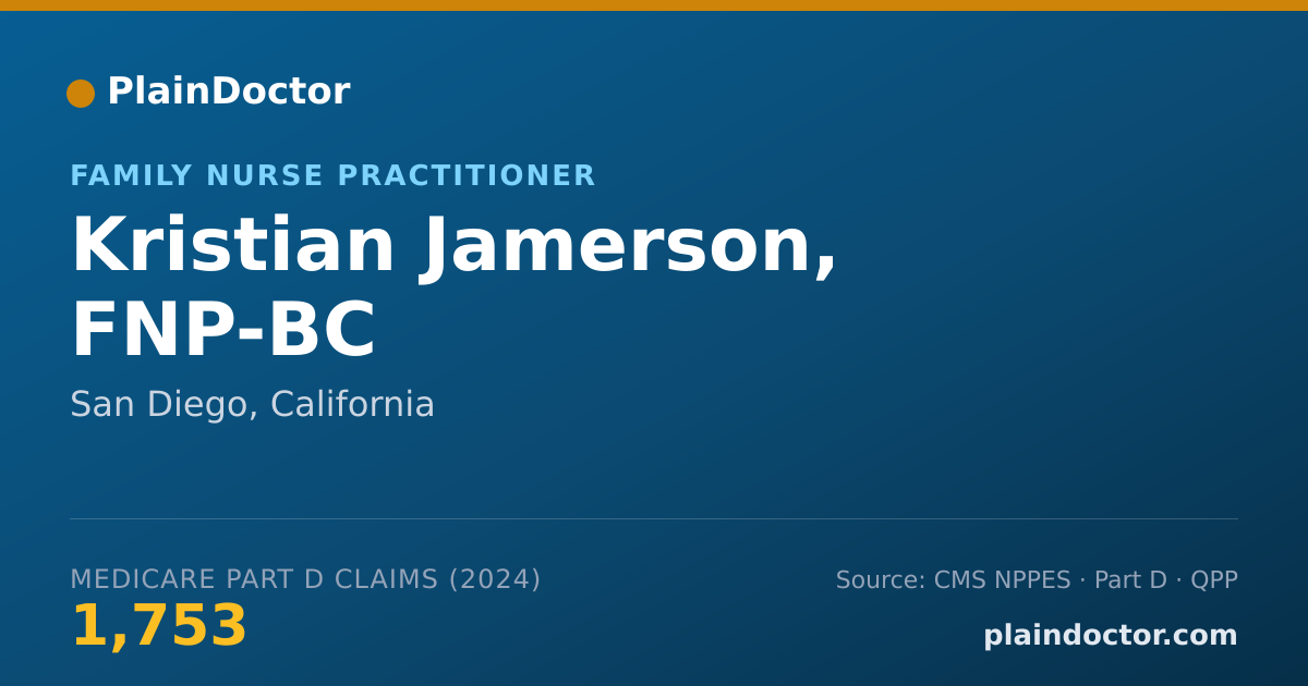 Shareable card for Kristian Jamerson, FNP-BC - Family Nurse Practitioner, San Diego, CA