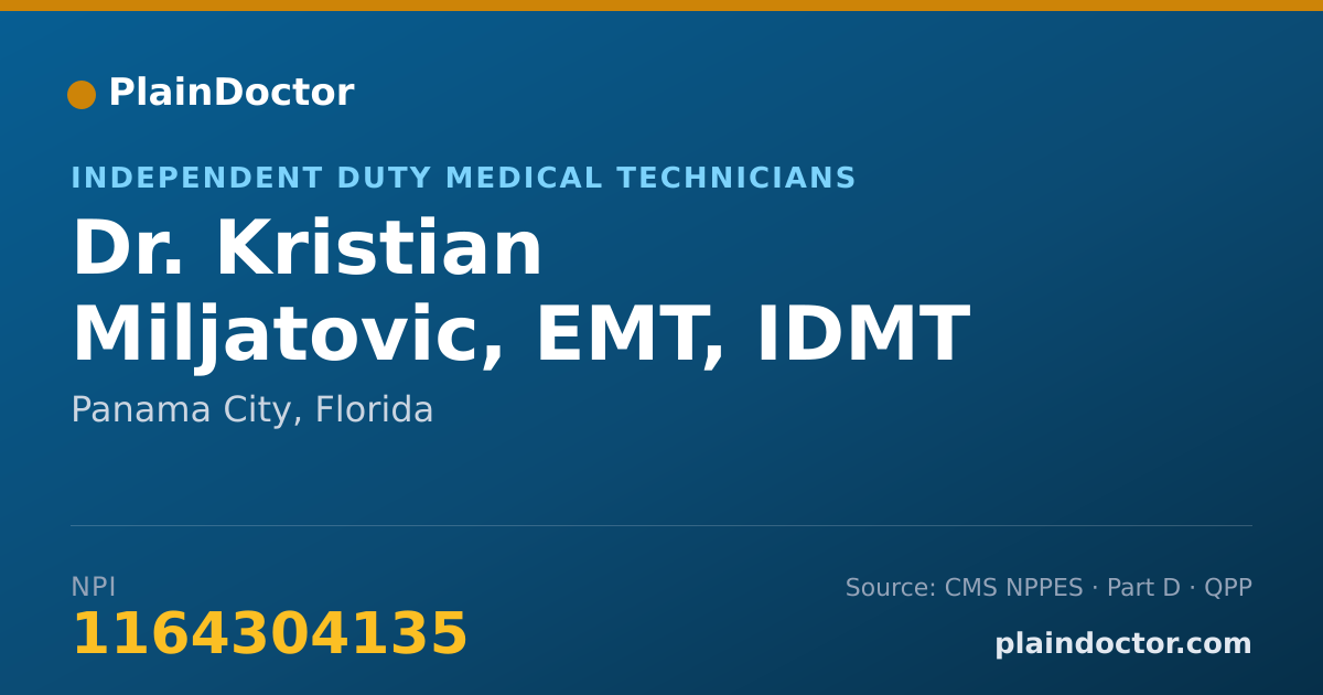Shareable card for Kristian Miljatovic, EMT, IDMT - Independent Duty Medical Technicians, Panama City, FL