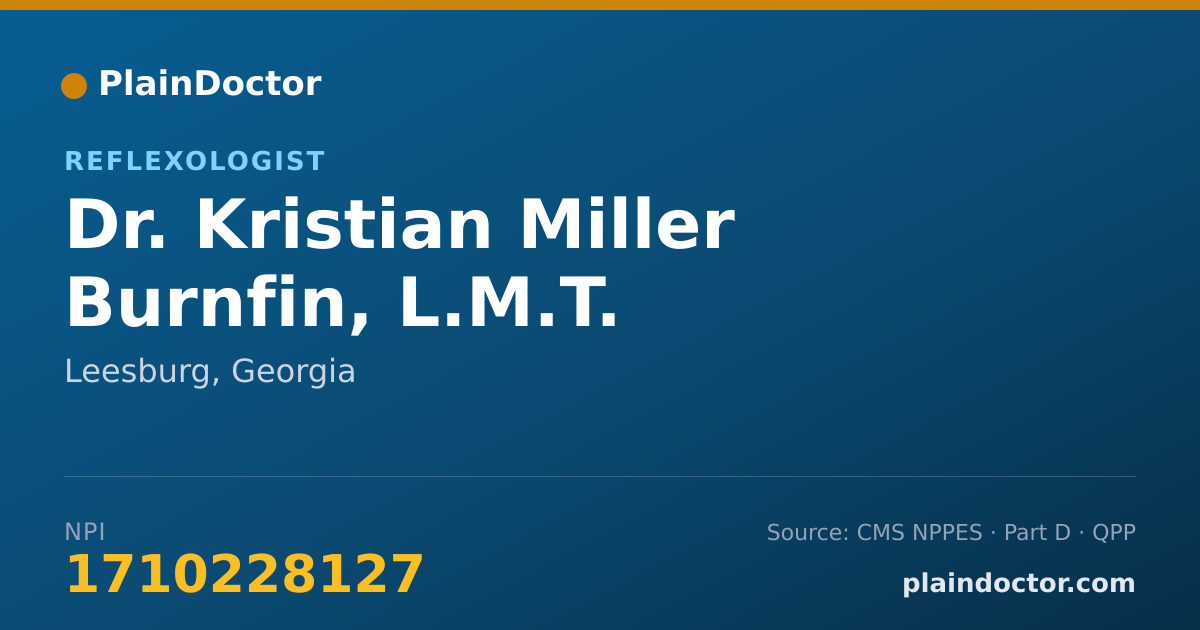 Shareable card for Kristian Miller Burnfin, L.M.T. - Reflexologist, Leesburg, GA