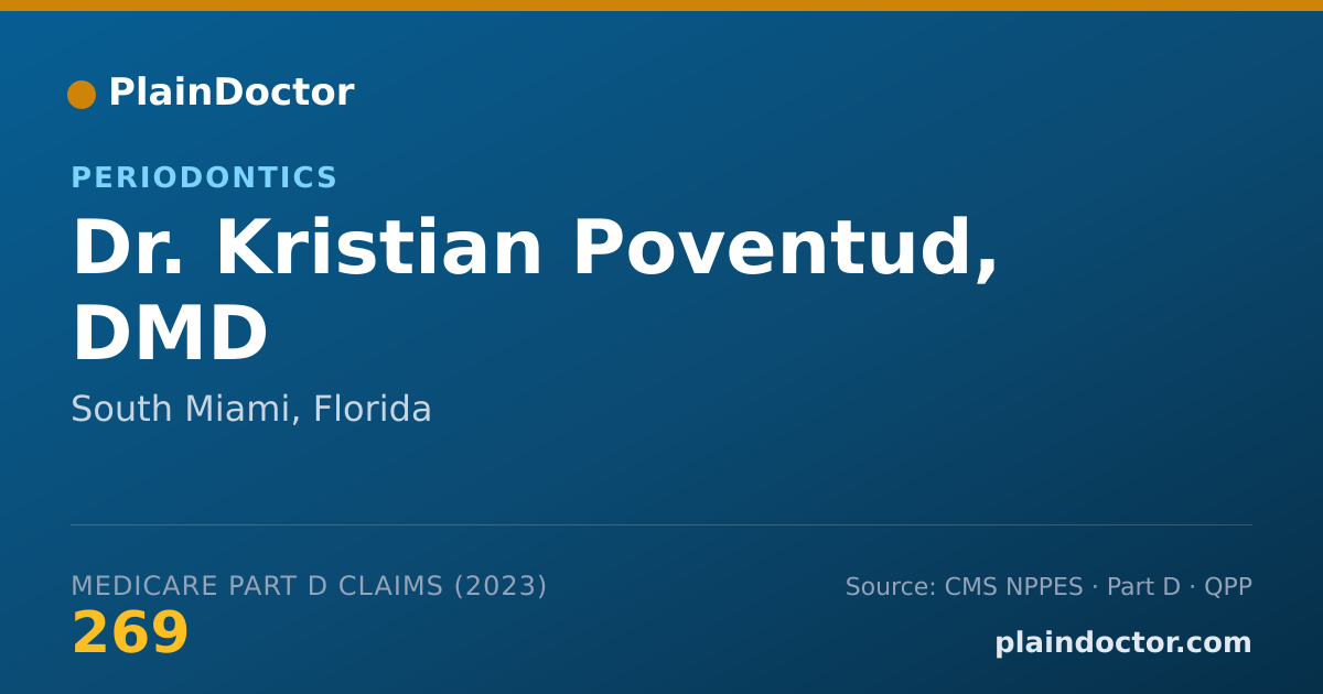 Shareable card for Kristian Poventud, DMD - Periodontics, South Miami, FL