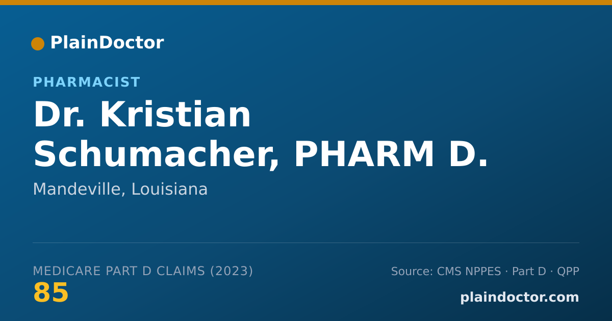 Shareable card for Kristian Schumacher, PHARM D. - Pharmacist, Mandeville, LA