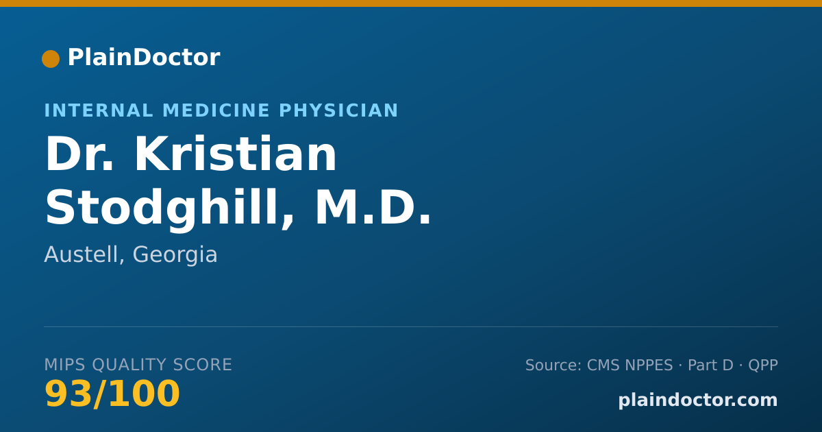 Shareable card for Kristian Stodghill, M.D. - Internal Medicine Physician, Austell, GA