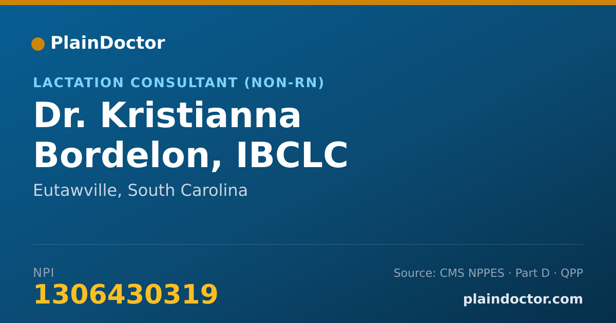 Shareable card for Kristianna Bordelon, IBCLC - Lactation Consultant (Non-RN), Eutawville, SC