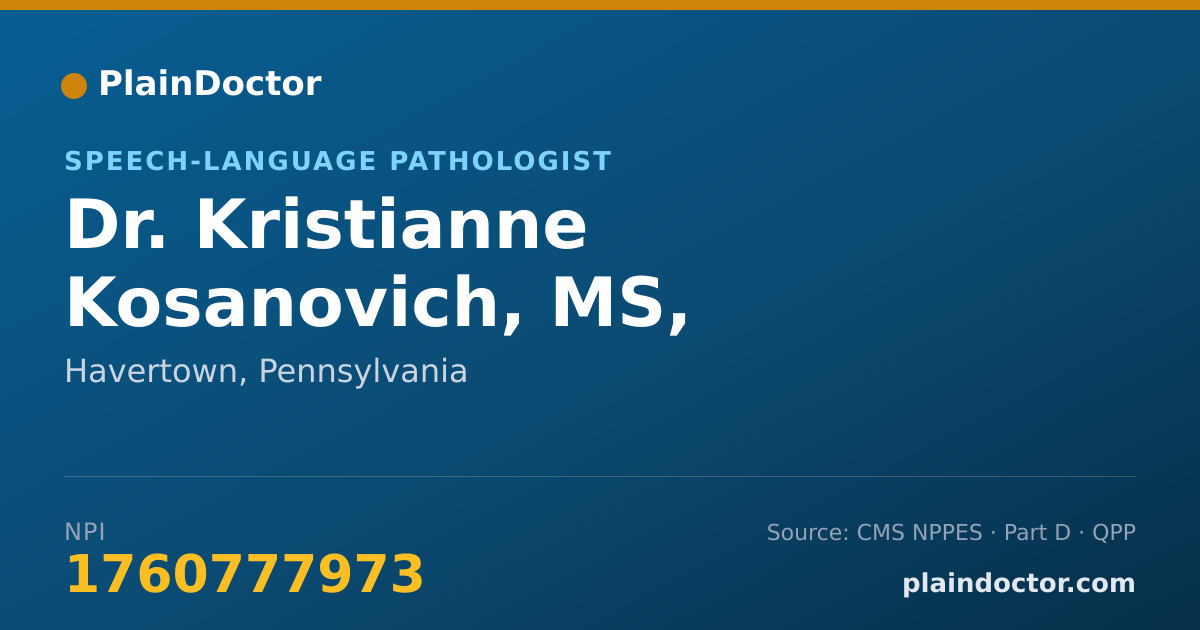 Shareable card for Kristianne Kosanovich, MS, CCC-SLP - Speech-Language Pathologist, Havertown, PA